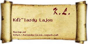 Kálazdy Lajos névjegykártya